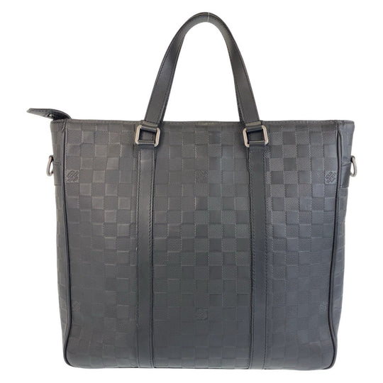 LOUIS VUITTON Tote Bag N41269 leather Black Gunmetal Tote Bag Unisex Damier Anfini Tadao PM Women Used Authentic