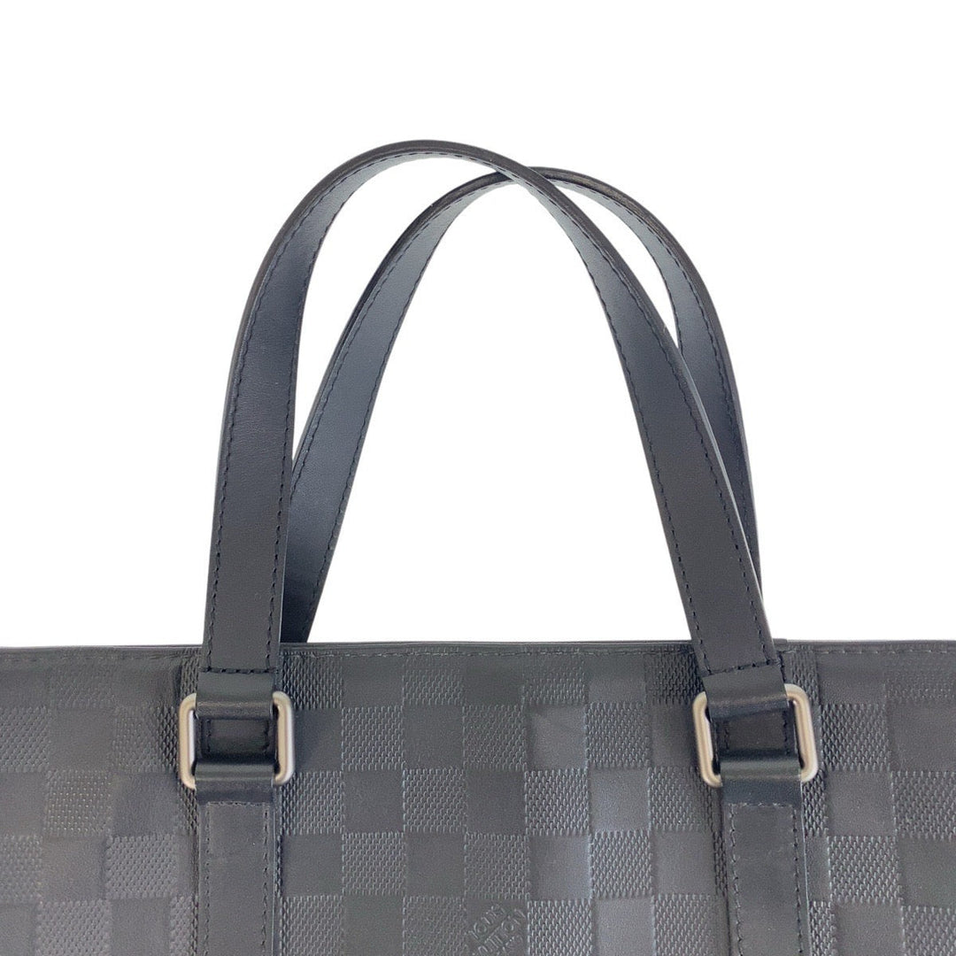 LOUIS VUITTON Tote Bag N41269 leather Black Gunmetal Tote Bag Unisex Damier Anfini Tadao PM Women Used Authentic