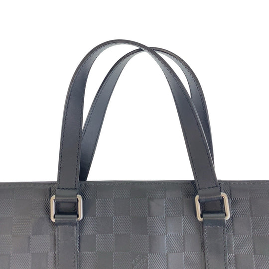 LOUIS VUITTON Tote Bag N41269 leather Black Gunmetal Tote Bag Unisex Damier Anfini Tadao PM Women Used Authentic