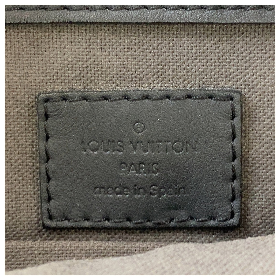 LOUIS VUITTON Tote Bag N41269 leather Black Gunmetal Tote Bag Unisex Damier Anfini Tadao PM Women Used Authentic