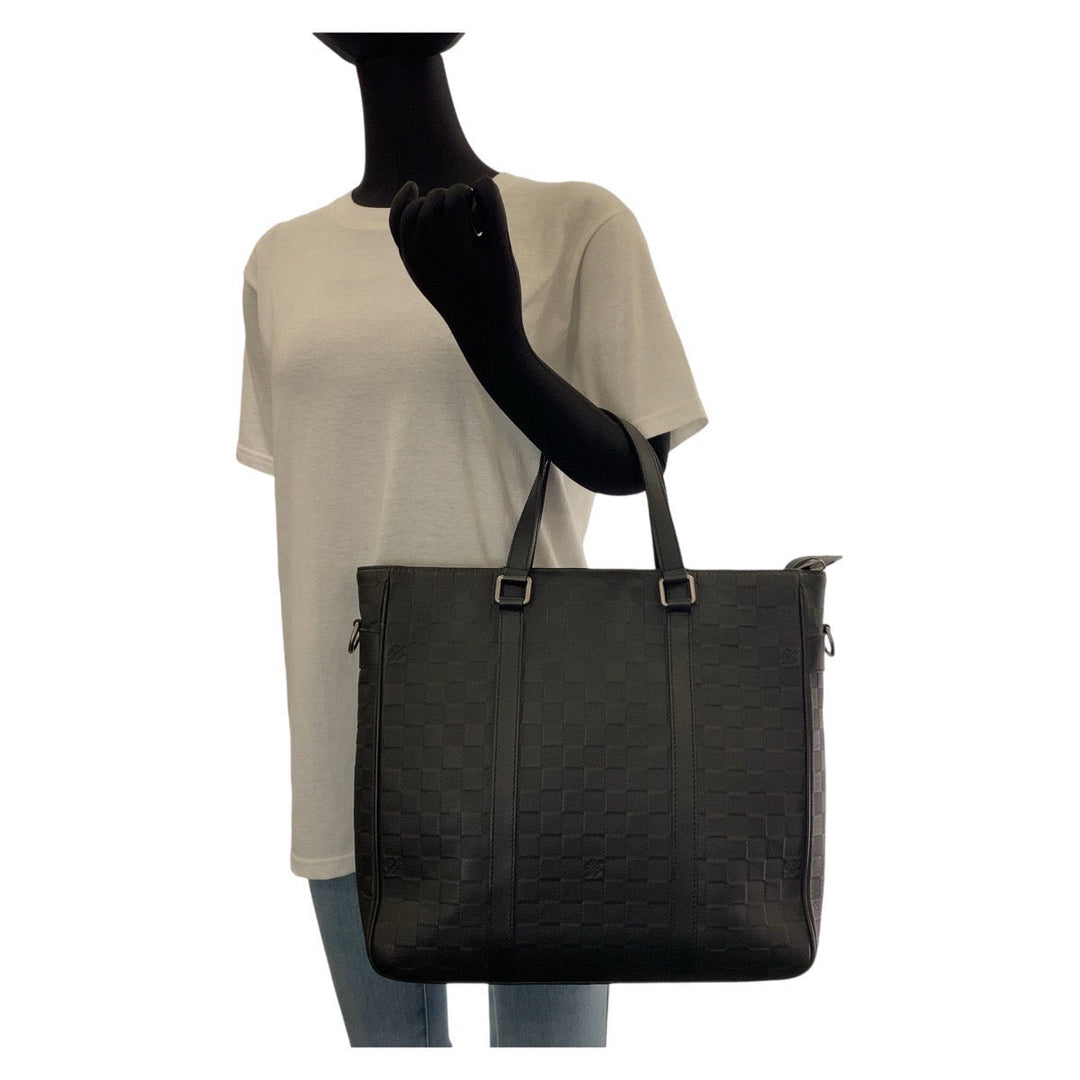 LOUIS VUITTON Tote Bag N41269 leather Black Gunmetal Tote Bag Unisex Damier Anfini Tadao PM Women Used Authentic
