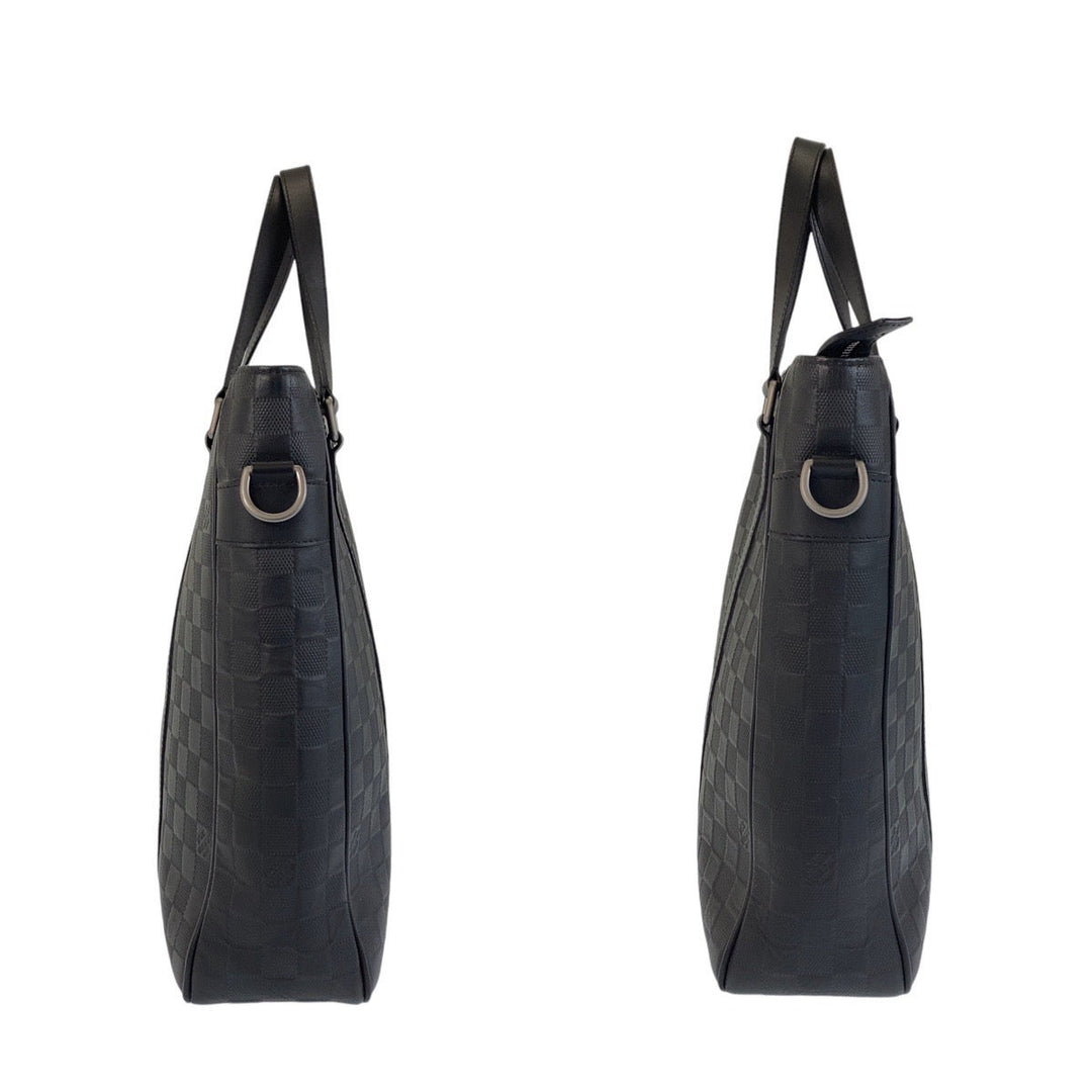 LOUIS VUITTON Tote Bag N41269 leather Black Gunmetal Tote Bag Unisex Damier Anfini Tadao PM Women Used Authentic