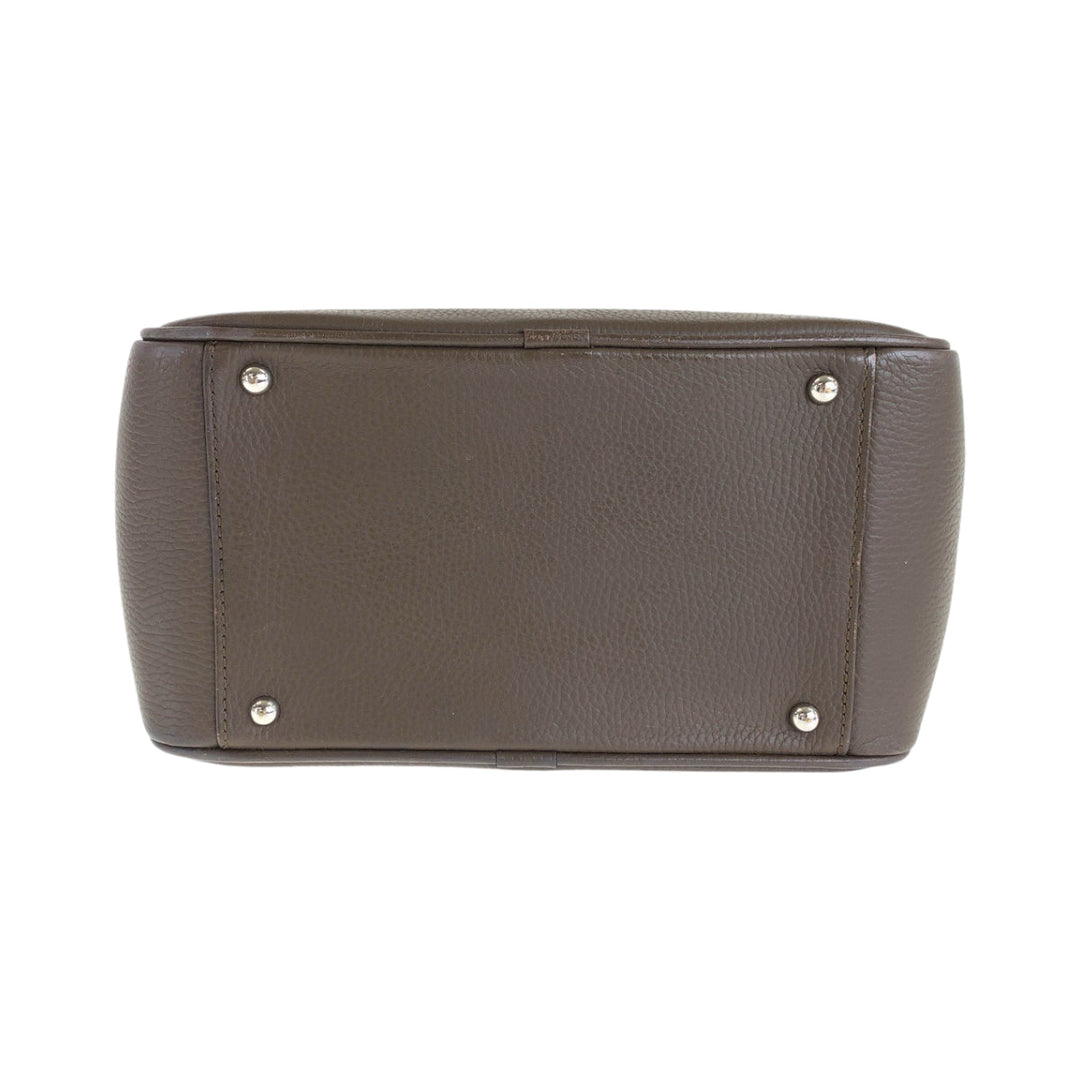 BURBERRY Handbag leather Brown Silver Metal Handbag Shoulder Bag Medium Check Pattern Women Used Authentic