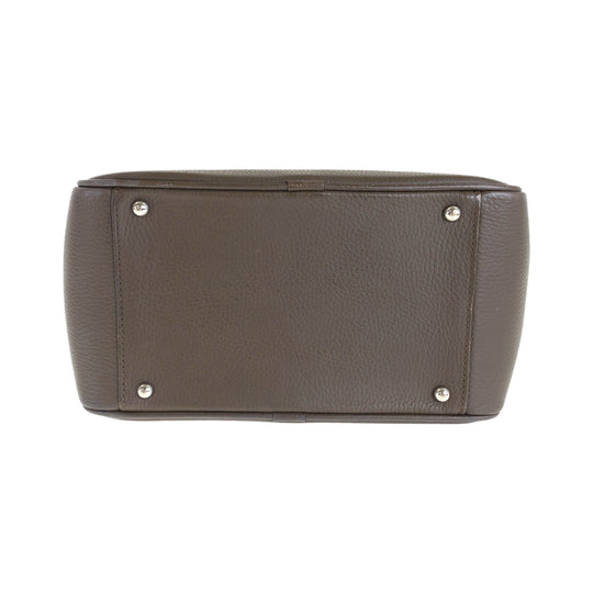 BURBERRY Handbag leather Brown Silver Metal Handbag Shoulder Bag Medium Check Pattern Women Used Authentic