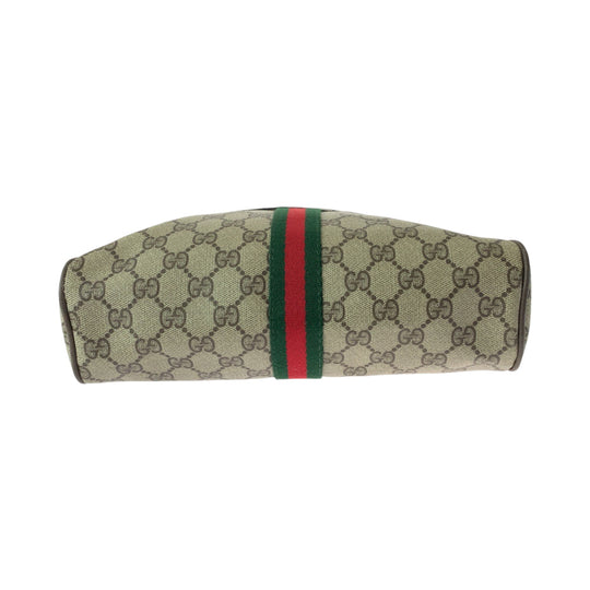GUCCI Shoulder Bag 14 02 005 GG Supreme Canvas Beige Brown Gold Metal Shoulder Bag pochette Old Gucci Shelly Line Women Used Authentic