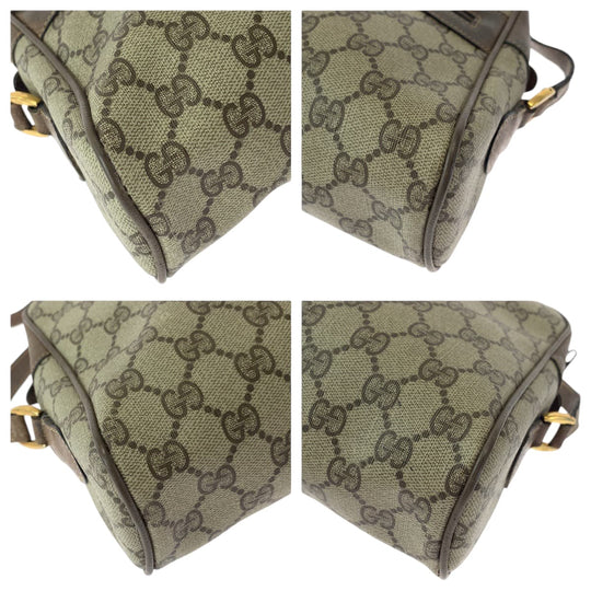 GUCCI Shoulder Bag 14 02 005 GG Supreme Canvas Beige Brown Gold Metal Shoulder Bag pochette Old Gucci Shelly Line Women Used Authentic