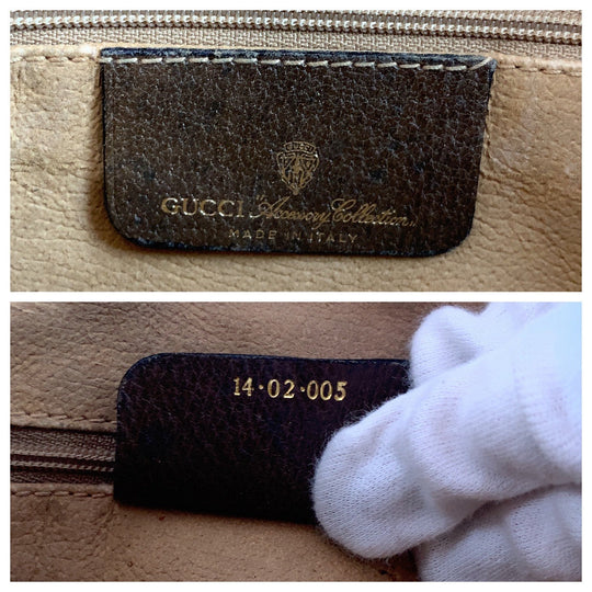 GUCCI Shoulder Bag 14 02 005 GG Supreme Canvas Beige Brown Gold Metal Shoulder Bag pochette Old Gucci Shelly Line Women Used Authentic