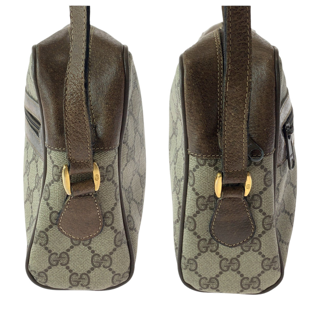 GUCCI Shoulder Bag 14 02 005 GG Supreme Canvas Beige Brown Gold Metal Shoulder Bag pochette Old Gucci Shelly Line Women Used Authentic