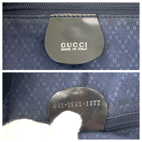 GUCCI Shoulder Bag 001 1705 1577 canvas Dark navy brown Shoulder Bag Handbag 2way Bamboo Women Used Authentic