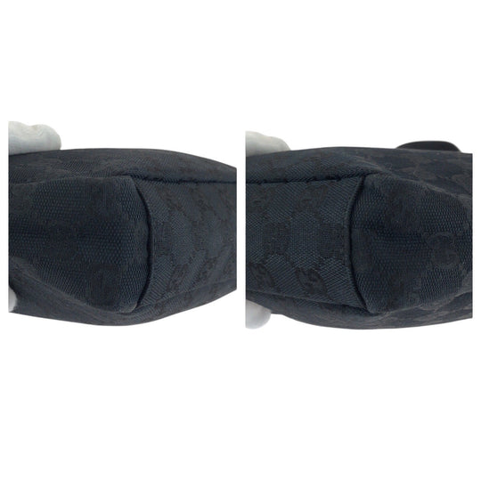 GUCCI Shoulder Bag 019 0433 GG canvas Black SilverMetal Shoulder Bag pochette Women Used Authentic