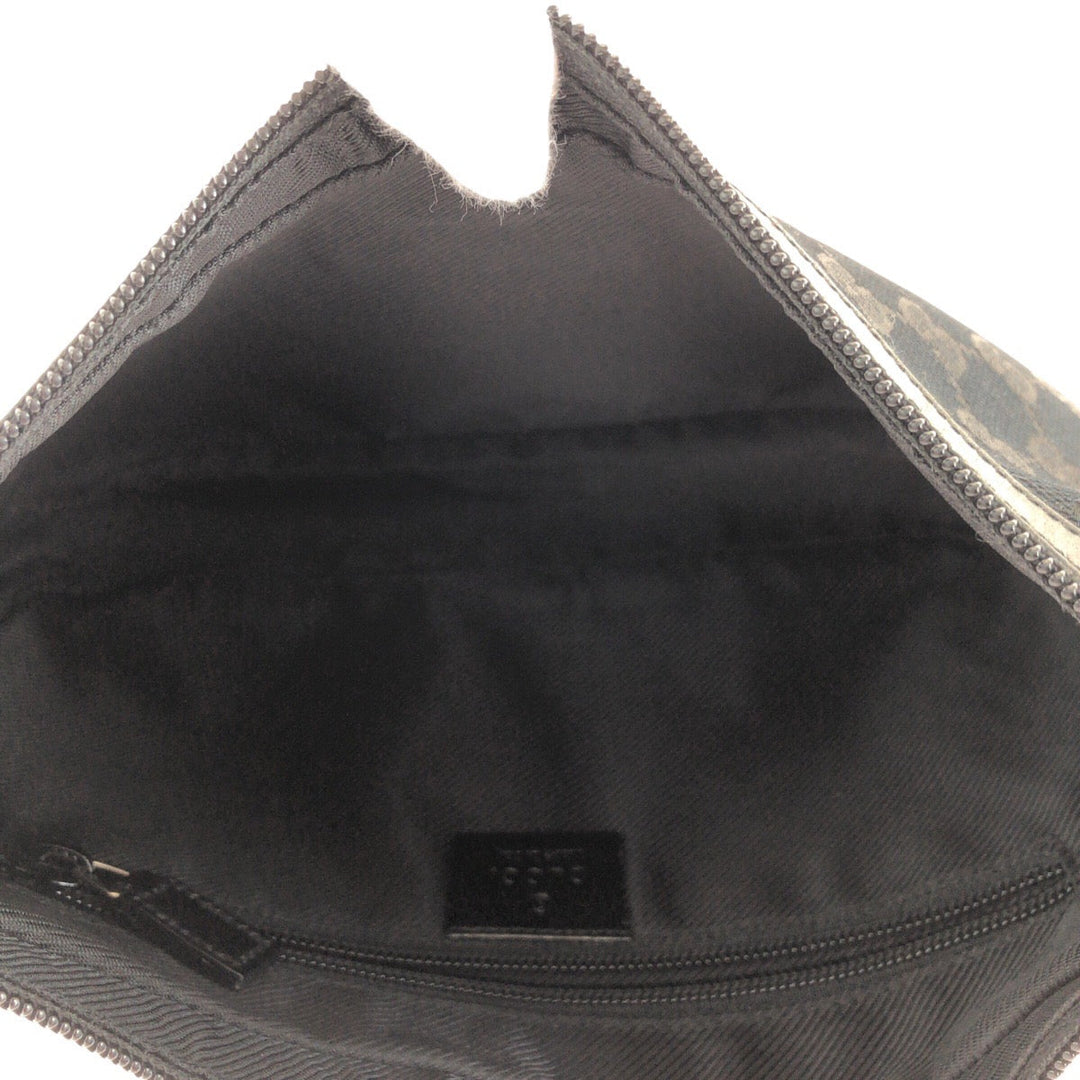 GUCCI Shoulder Bag 019 0433 GG canvas Black SilverMetal Shoulder Bag pochette Women Used Authentic