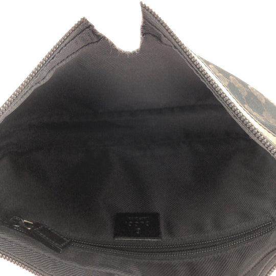 GUCCI Shoulder Bag 019 0433 GG canvas Black SilverMetal Shoulder Bag pochette Women Used Authentic