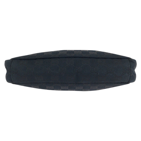 GUCCI Shoulder Bag 019 0433 GG canvas Black SilverMetal Shoulder Bag pochette Women Used Authentic