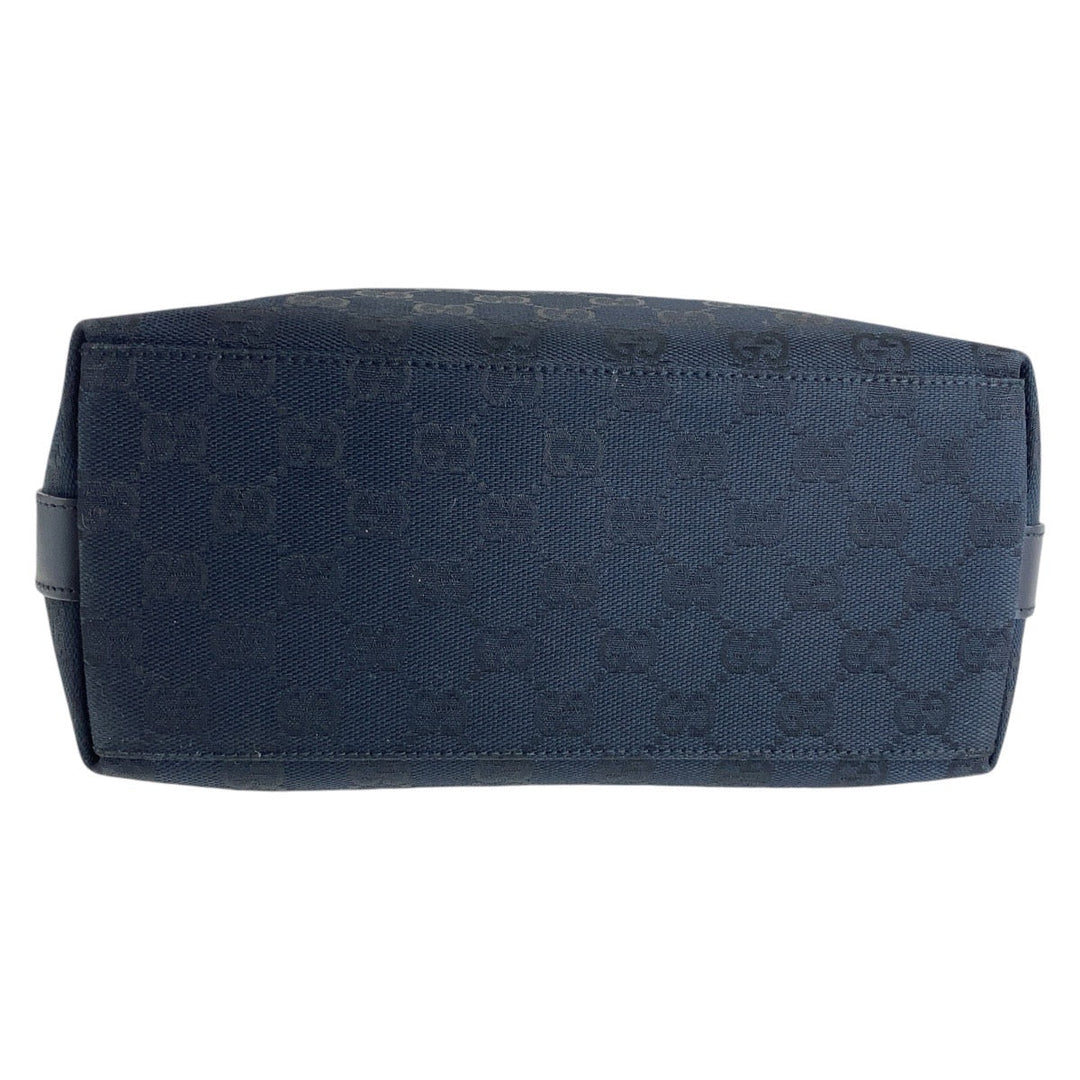 GUCCI Shoulder Bag 000 0602 GG canvas, leather Black SilverMetal Hobo Shoulder Bag Women Used Authentic