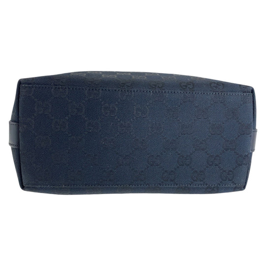 GUCCI Shoulder Bag 000 0602 GG canvas, leather Black SilverMetal Hobo Shoulder Bag Women Used Authentic