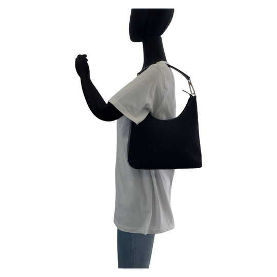 GUCCI Shoulder Bag 000 0602 GG canvas, leather Black SilverMetal Hobo Shoulder Bag Women Used Authentic