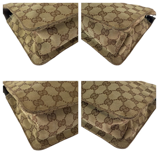 GUCCI Shoulder Bag 120841 GG canvas Brown Silver Metal Shoulder Bag pochette Women Used Authentic