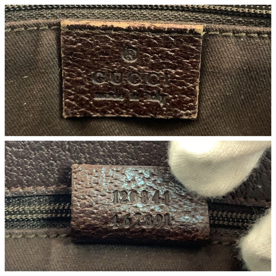 GUCCI Shoulder Bag 120841 GG canvas Brown Silver Metal Shoulder Bag pochette Women Used Authentic