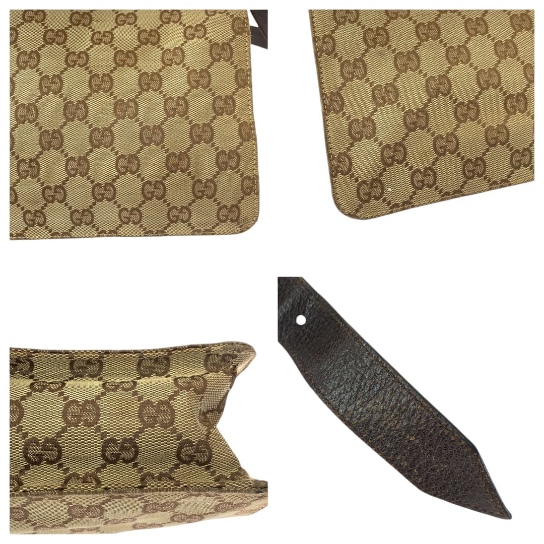 GUCCI Shoulder Bag 120841 GG canvas Brown Silver Metal Shoulder Bag pochette Women Used Authentic