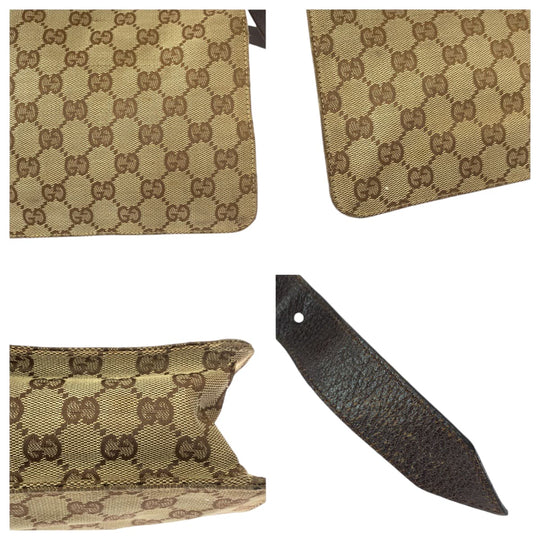 GUCCI Shoulder Bag 120841 GG canvas Brown Silver Metal Shoulder Bag pochette Women Used Authentic