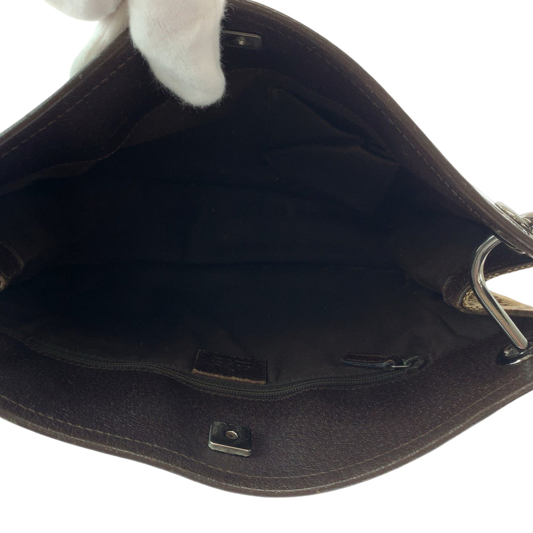 GUCCI Shoulder Bag 120841 GG canvas Brown Silver Metal Shoulder Bag pochette Women Used Authentic