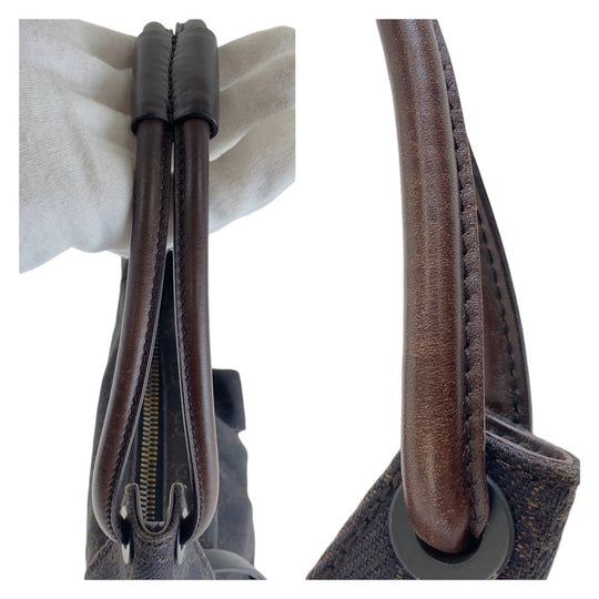 GUCCI Shoulder Bag 101333 GG canvas Brown Silver Metal Hobo Shoulder Bag Handbag Women Used Authentic