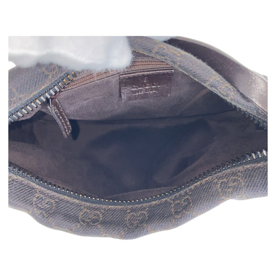 GUCCI Shoulder Bag 101333 GG canvas Brown Silver Metal Hobo Shoulder Bag Handbag Women Used Authentic