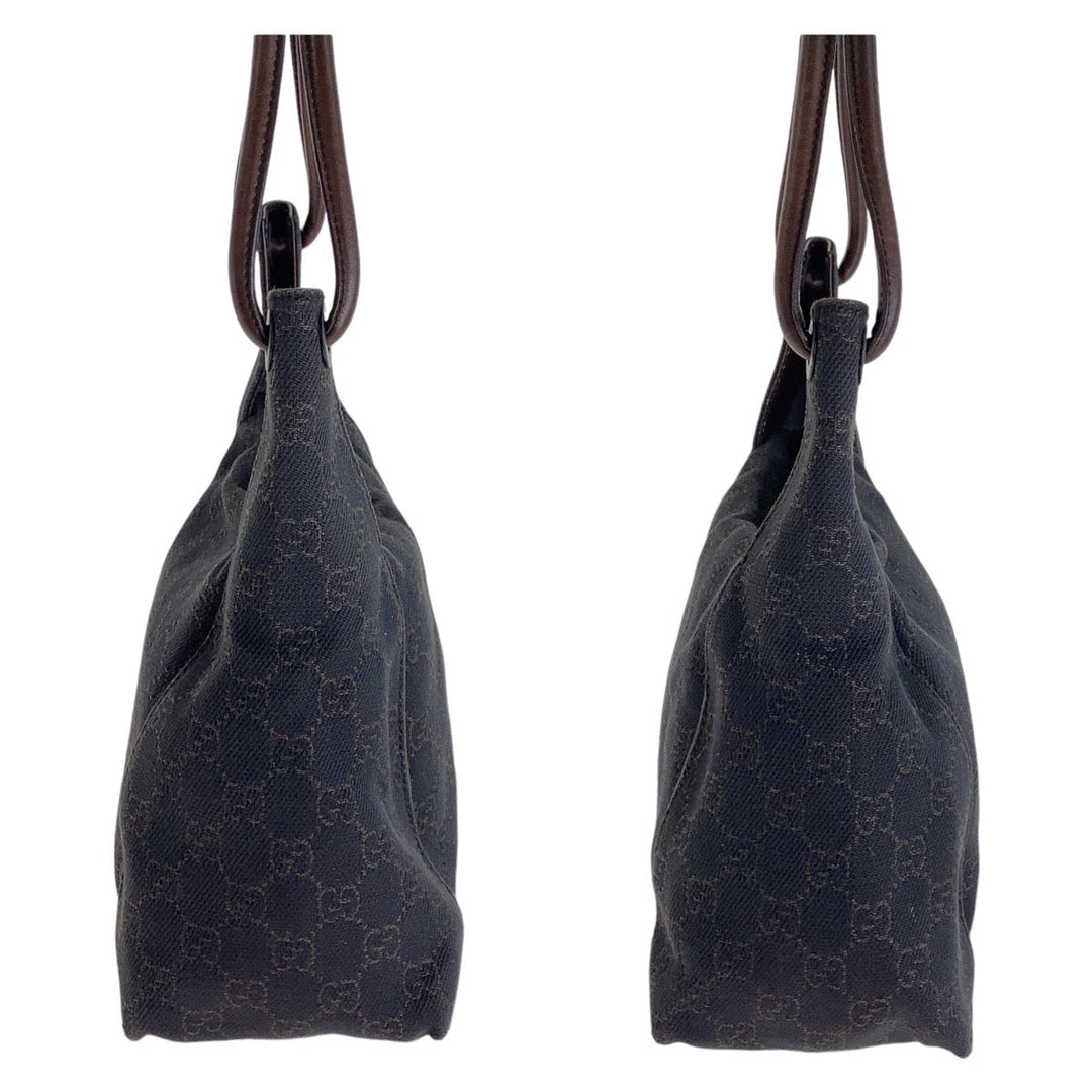 GUCCI Shoulder Bag 101333 GG canvas Brown Silver Metal Hobo Shoulder Bag Handbag Women Used Authentic