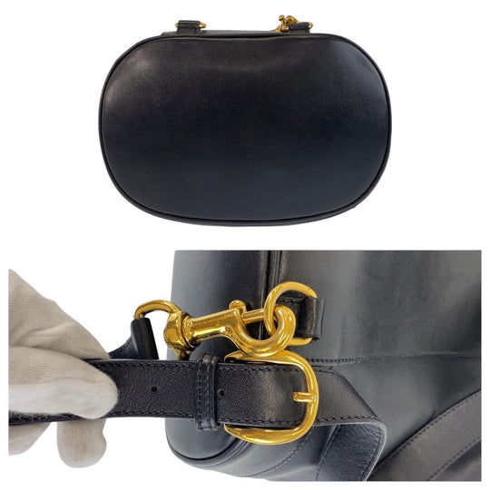 GUCCI Shoulder Bag 003 203 0036 leather Black Gold Metal Shoulder Bag Sling bag Unisex Bamboo Women Used Authentic