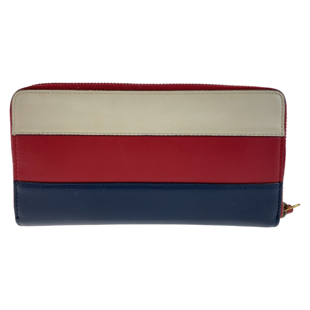 GUCCI Long Wallet Purse leather Red Tricolor Long Wallet Purse Women Used Authentic