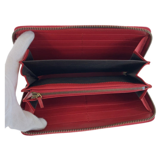 GUCCI Long Wallet Purse leather Red Tricolor Long Wallet Purse Women Used Authentic
