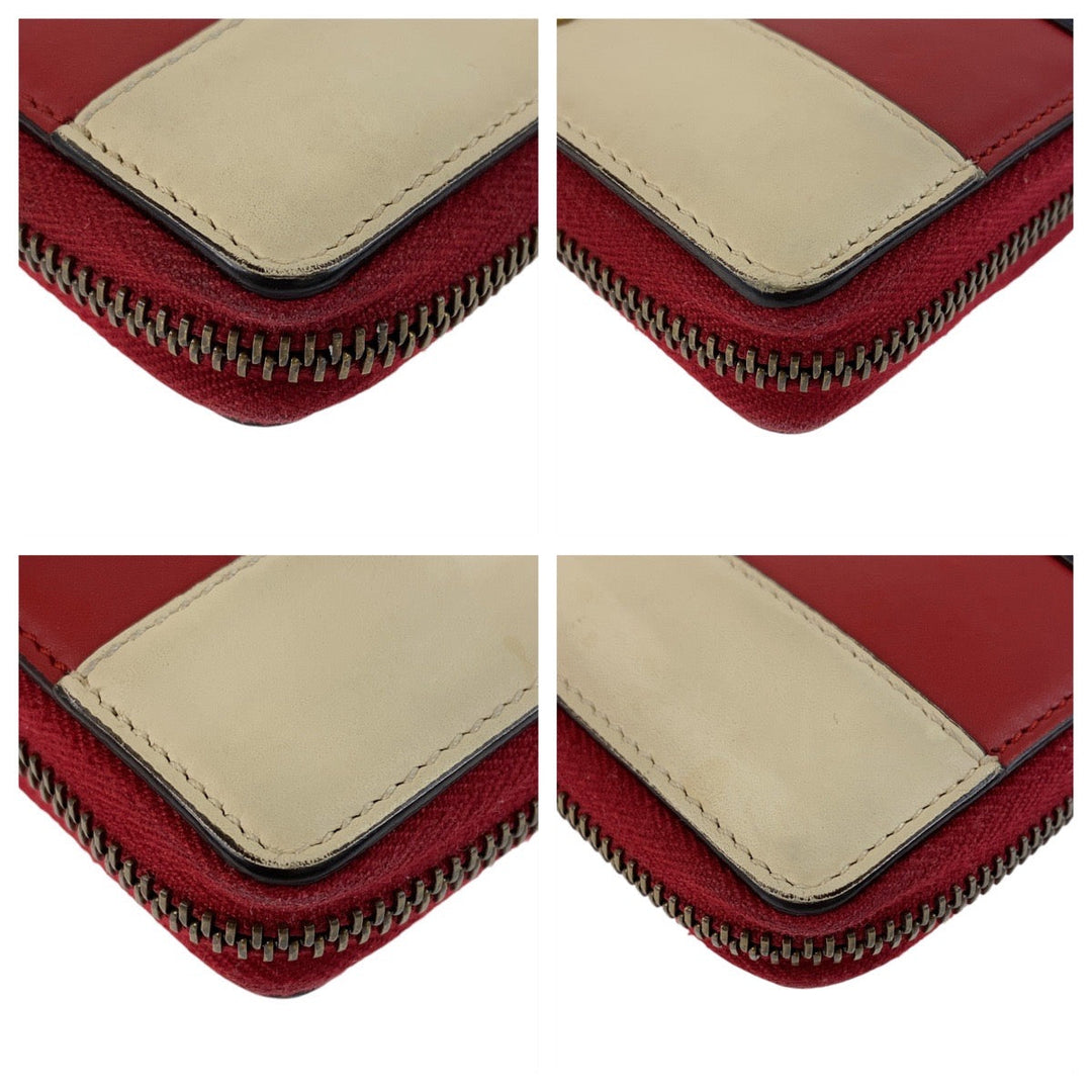 GUCCI Long Wallet Purse leather Red Tricolor Long Wallet Purse Women Used Authentic