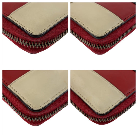 GUCCI Long Wallet Purse leather Red Tricolor Long Wallet Purse Women Used Authentic