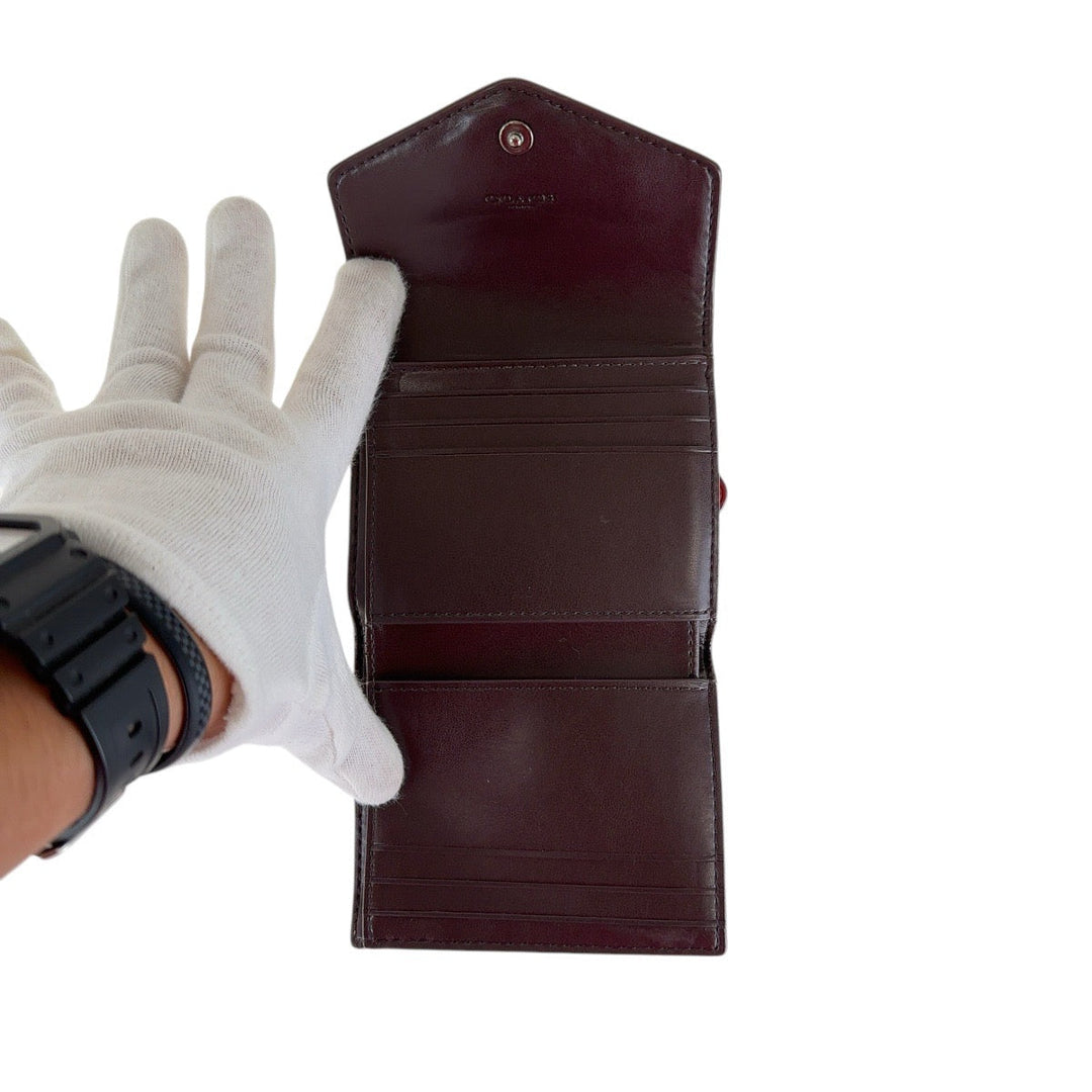 COACH Tri-fold wallet PVC Red Signature