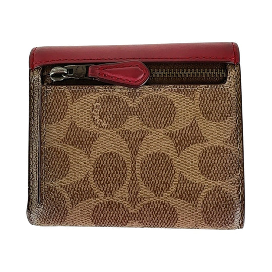 COACH Tri-fold wallet PVC Red Signature