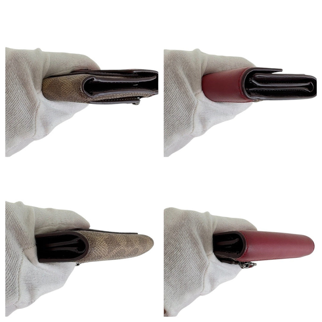 COACH Tri-fold wallet PVC Red Signature