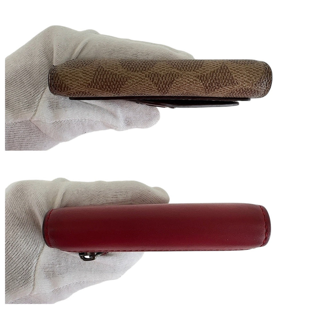 COACH Tri-fold wallet PVC Red Signature