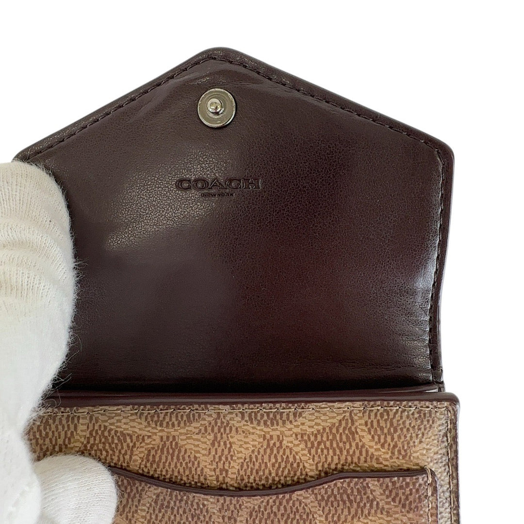 COACH Tri-fold wallet PVC Red Signature