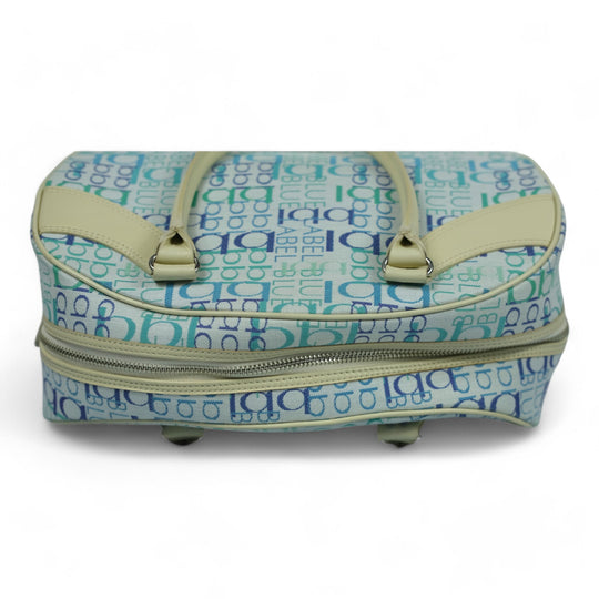 Burberry Blue Label Women's Handbag Monogram Canvas Leather Beige Blue Green Tote Bag