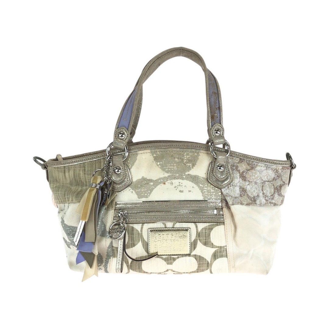COACH Tote Bag canvas white Signature patchwork