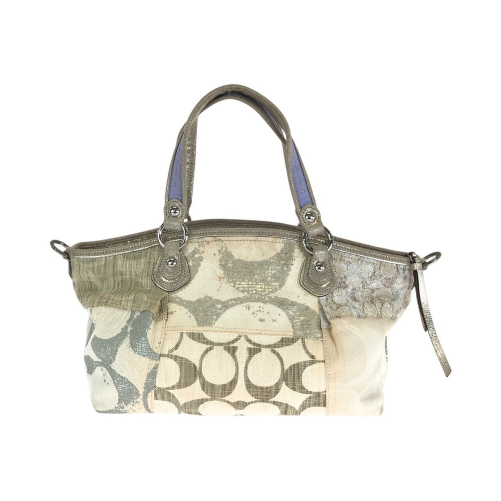 COACH Tote Bag canvas white Signature patchwork