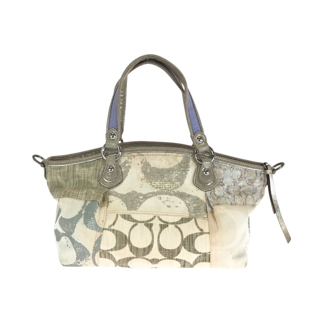 COACH Tote Bag canvas white Signature patchwork