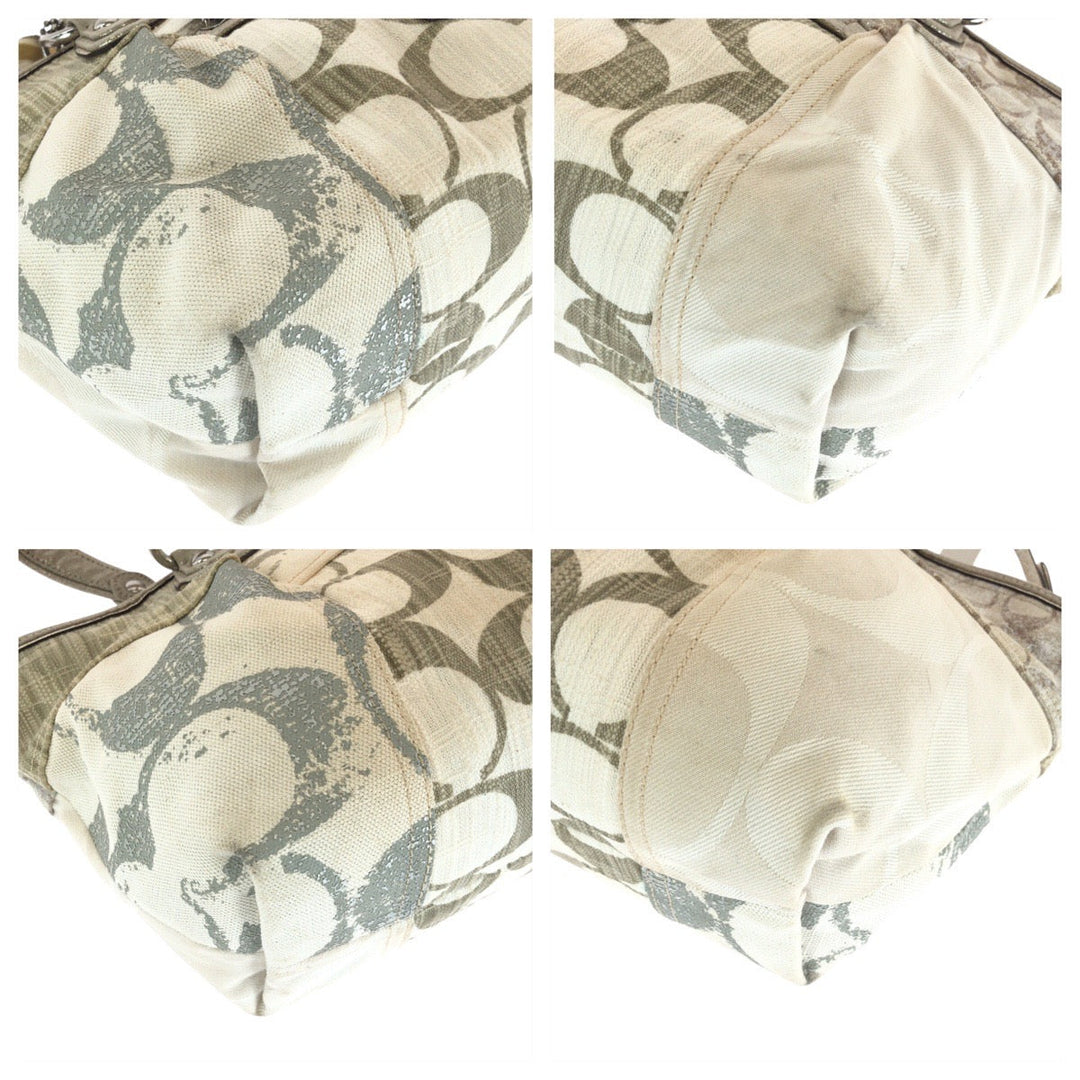 COACH Tote Bag canvas white Signature patchwork