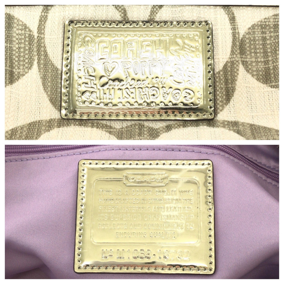 COACH Tote Bag canvas white Signature patchwork