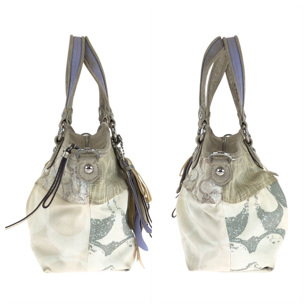 COACH Tote Bag canvas white Signature patchwork