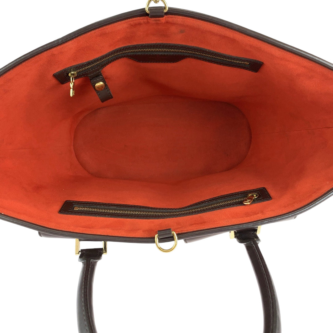 LOUIS VUITTON Tote Bag N51120 PVC Brown Gold Metal Tote Bag Shoulder Bag Damier Manosque GM Women Used Authentic