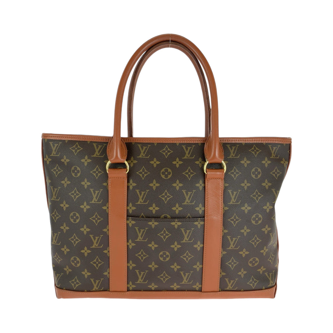 LOUIS VUITTON Tote Bag M42425 PVC Brown Gold Metal Tote Bag Shoulder Bag Monogram Weekend PM mens Used Authentic