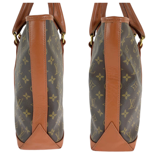 LOUIS VUITTON Tote Bag M42425 PVC Brown Gold Metal Tote Bag Shoulder Bag Monogram Weekend PM mens Used Authentic