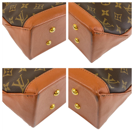 LOUIS VUITTON Tote Bag M42425 PVC, Leather Brown Gold Metal Tote Bag Shoulder Bag Monogram Weekend PM mens Used Authentic