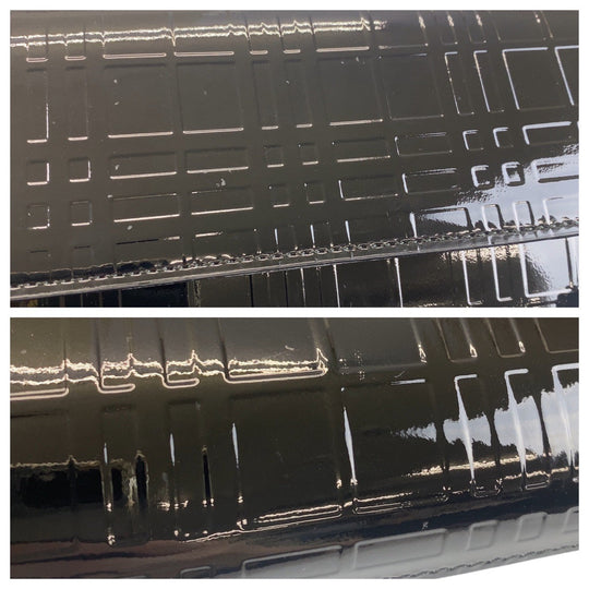 BURBERRY Shoulder Bag Patent leather Black SilverMetal Shoulder Bag Check Pattern Embossed Women Used Authentic